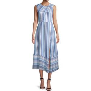 Milly Blue and White Striped Maxi Dress